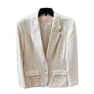 Pendleton Wool Women Ivory Fitted Lined Blazer Jacket 19x28”M Flap Pockets